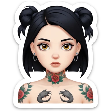 Pale girl with black hair and tattoos sticker