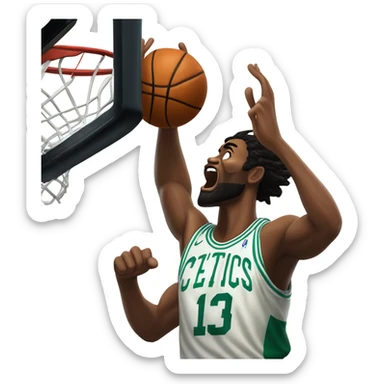 celtics basket ball player dunking for the win sticker