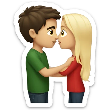 Brunette kissing blonde boy  sticker