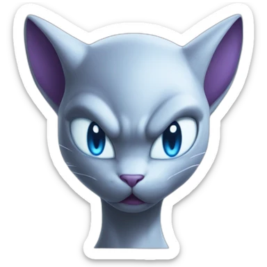 mewtwo with shiny blue eyes lookin scary sticker