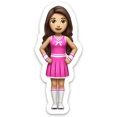 Brunette Caucasian cheerleader in pink, full body sticker