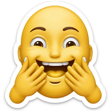 emoji that’s choking itself with their hands with a smile and tears  sticker
