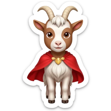 white female goat wearing a read cape like superman sticker