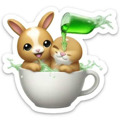 Pouring sprite on a bunny sticker