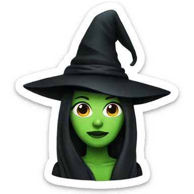 green woman with black witch hat  sticker