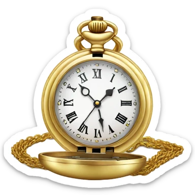 pocket watch with gold chain sticker