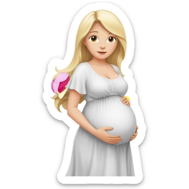 Kobieta blondynka długie włosy w ciąży duże cycki sticker