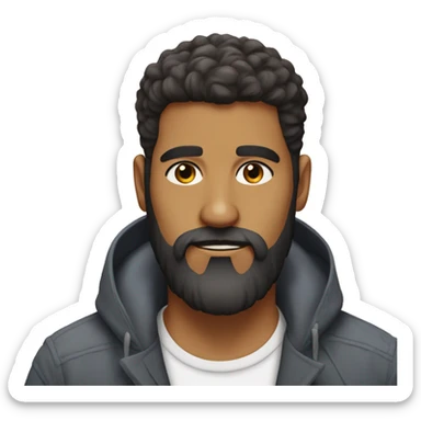 bold guy with a full beard, brown eyes olive skin, bushy eyebrows sticker
