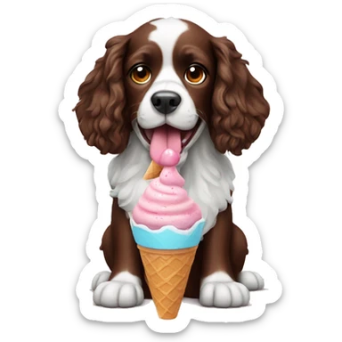 spaniel with ice cream sticker