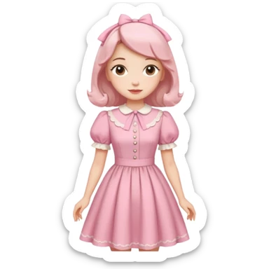 Cottagecore style ultra cute vintage material pink dress sticker