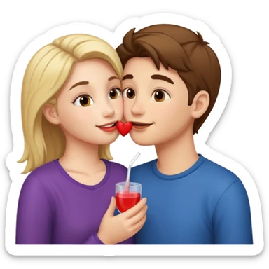 Boy and girl kiss sticker