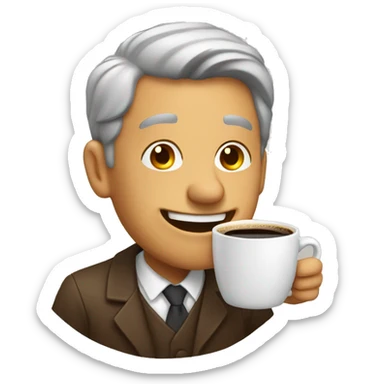 a man drinking coffee laughing with tears sticker