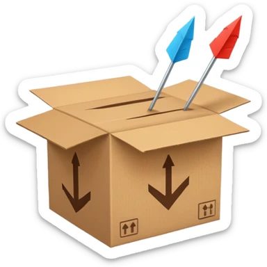 package box with arrows circling around it sticker