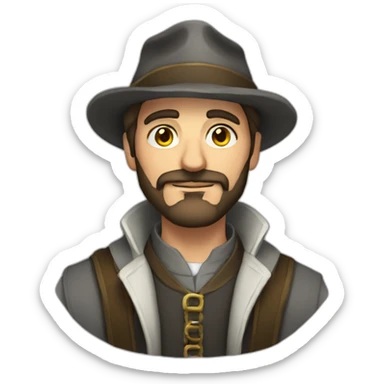 alchemist italiano con barba, joven sticker