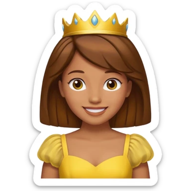 Princess daisy yelllow dress standing with brown hair  sticker