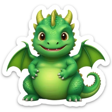 fat baby green dragon sticker