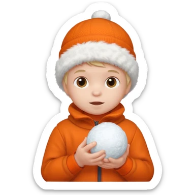 baby boy in orange with snowball











 sticker