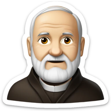 Padre Pio levant les deux mains vers le haut avec stigmates paumes ouvertes, visage de padre Pio et chapelet à la main  sticker