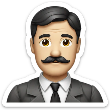 Hitler Homme cheveux noirs plaqué sur le côté moustache carré en chemise sticker