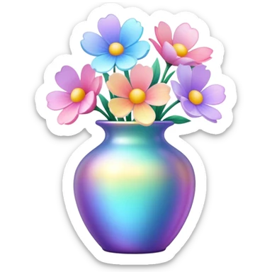 Iridescent vase with pastel flowers sticker