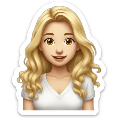Описание 1girl, solo, long hair, looking at viewer, smile, blonde hair, shirt, holding, closed mouth, white shirt, lips, tattoo, realistic, print shirt sticker