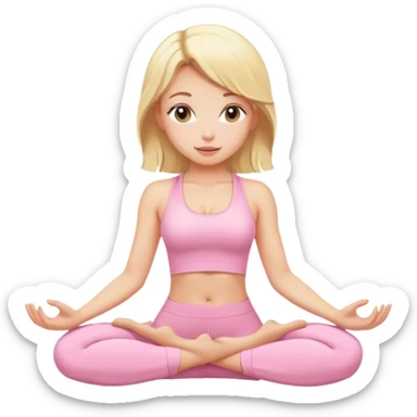 blonde yoga girl light pink clothes n sticker