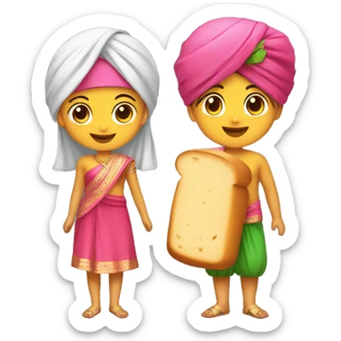 Make boy and girl image, boy with turban and little bread and girl with punjabi suit and both smilie sticker