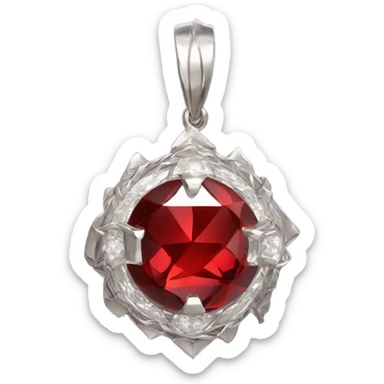 Mystic Communication Red Crystal amulet with white gold sticker