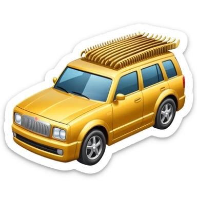 superhero car shaped like a giant comb with bristles, beard-themed vehicle sticker