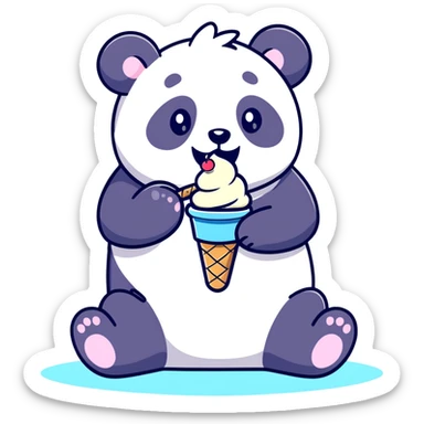 Panda eating ice cream] sticker