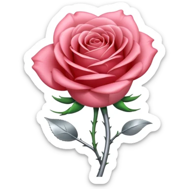 gray metal chrome rose, without green leaves, just flower sticker