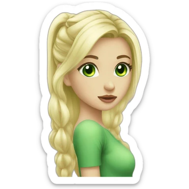 girl blonde beautiful green eye kiss full body sticker