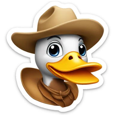 Duck with a cowboy hat sticker
