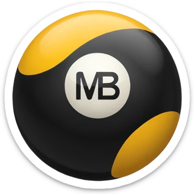 Pool ball back ball with the “MB” written on it. sticker