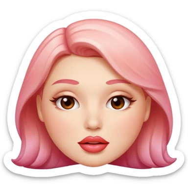 Glossy, plump lips biting the bottom lip, subtle shine on the top lip, soft blush gradient in the background for contrast. sticker
