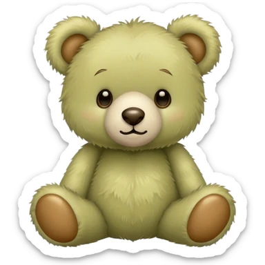 Pale olive colored teddy bear  sticker
