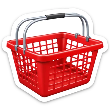 red shopping basket, empty sticker