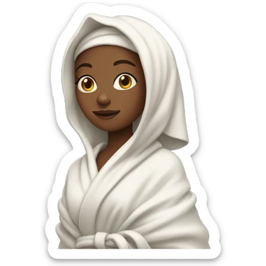 Girl in robe with hair wrapped in towel sticker
