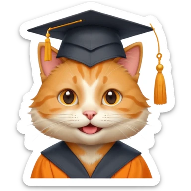 happy cat wearing a graduation cap sticker