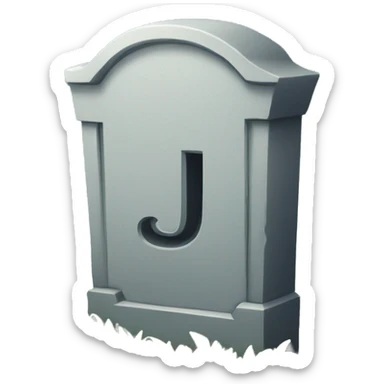 tombstone with the letter J sticker