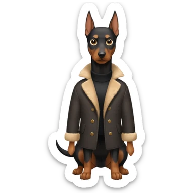 Doberman with clothes on sticker