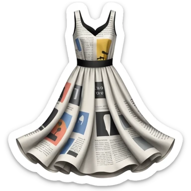 newspaper-print dress sticker