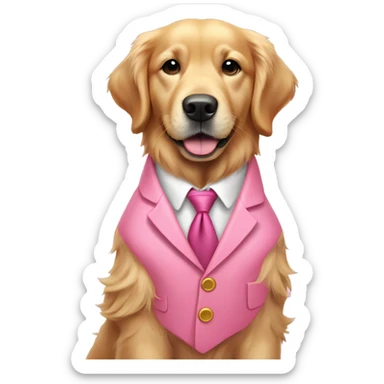 Golden retriever in pink suit  sticker