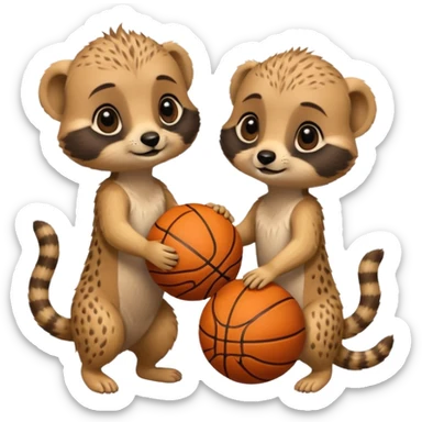 Baby meerkats playing basktball sticker