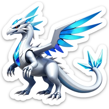 Futuristic Modern Epic Legendary Shiny Cyber-Latios-Dialga-Reshiram-Creature, (full body) sticker