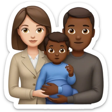 black man with white brunette woman and mixed baby boy  sticker