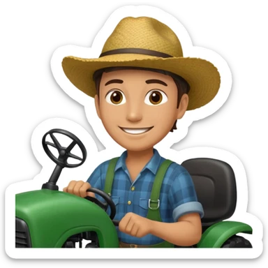 smiling farmer driving a tractor sticker