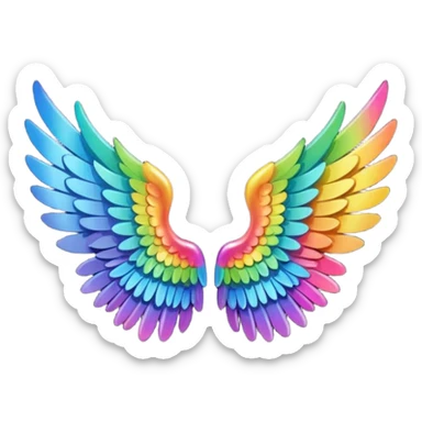Tiny small left and right rainbow angel wings. sticker