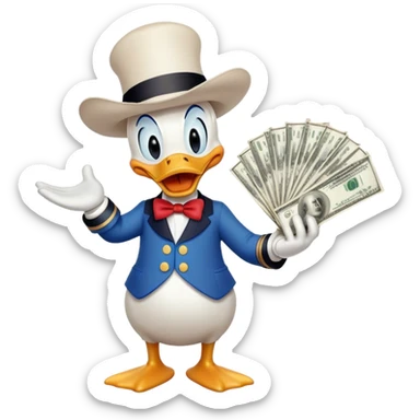 Donald Duck with money sticker