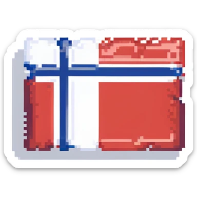 Make the flag of Norway larger, with a bold and clear rectangular shape. Emphasize the red, white, and blue colors in a minimal pixel art style, with no background. sticker